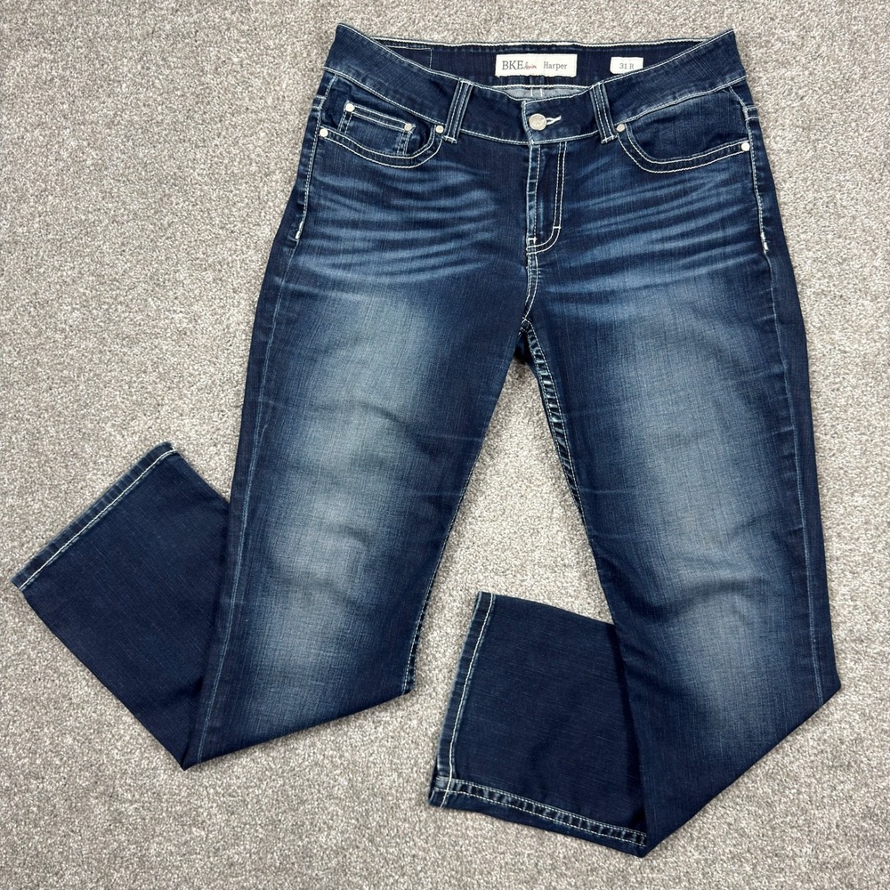 BKE Harper Jeans Womens 31 x 31.5 Dark Wash Stretch Bootcut Denim
